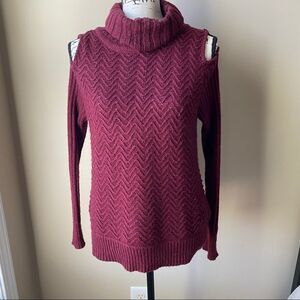 American Rag Cold Shoulder Burgundy Sweater